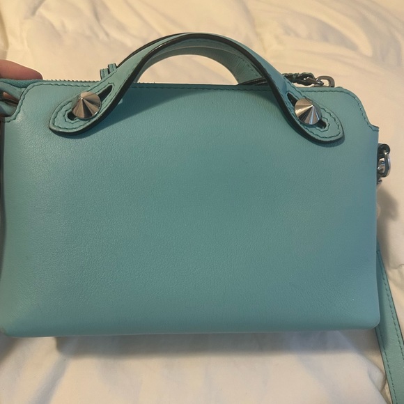 Fendi Blue Way mini Crossbody Bag with Detachable Strap-Tiffany blue color-Rare - Picture 3 of 13